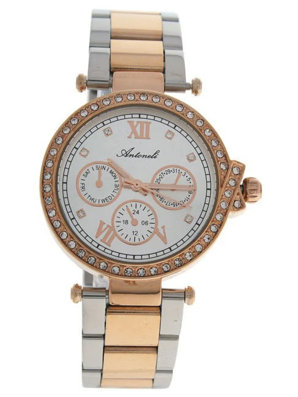 AL0519-03 Sizeilver/Rose Gold Sizetainless Sizeteel Bracelet Watch by Antoneli for Women - 1 Pc Watch