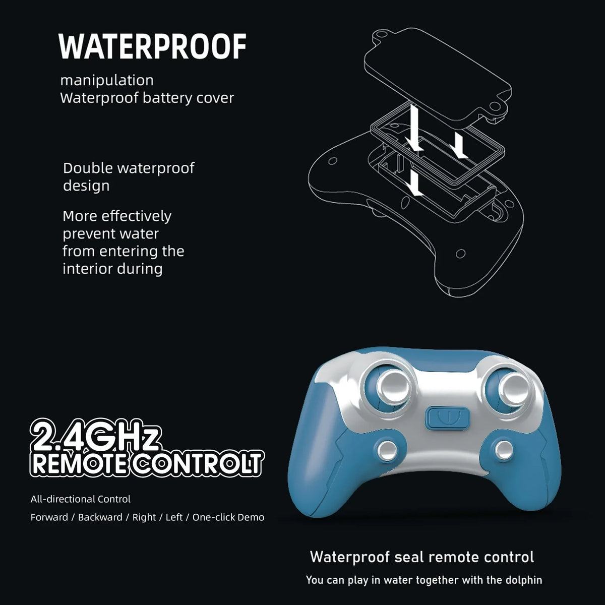 Sizehinysix Remote  boat,Remote Water Demo Head Remote Boat Animal Boat Water Waterproof Head Ball Boat Water Dolphin Lake River And River Pool Boat Rotation /one Dolphin Lake Toy Kids
