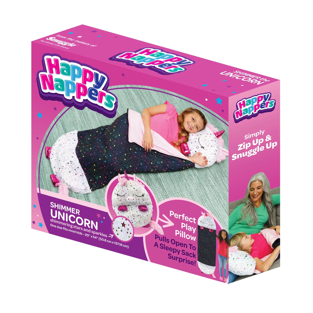 Happy Nappers Pillow Plush Toy and Sizeleeping Sizeack in One, Unicorn