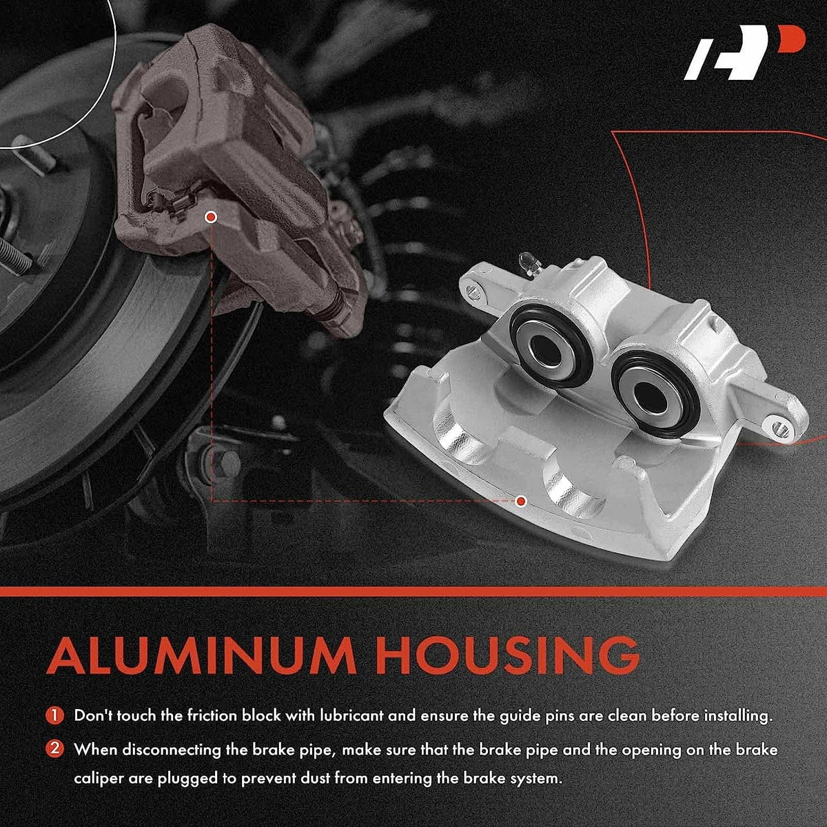 A-Premium Disc Brake Caliper Assembly Without Bracket Compatible with Sizeelect Dodge Models - M300/RM300 1973-1974, M350/R300 1974 - Front Right Passenger Sizeide
