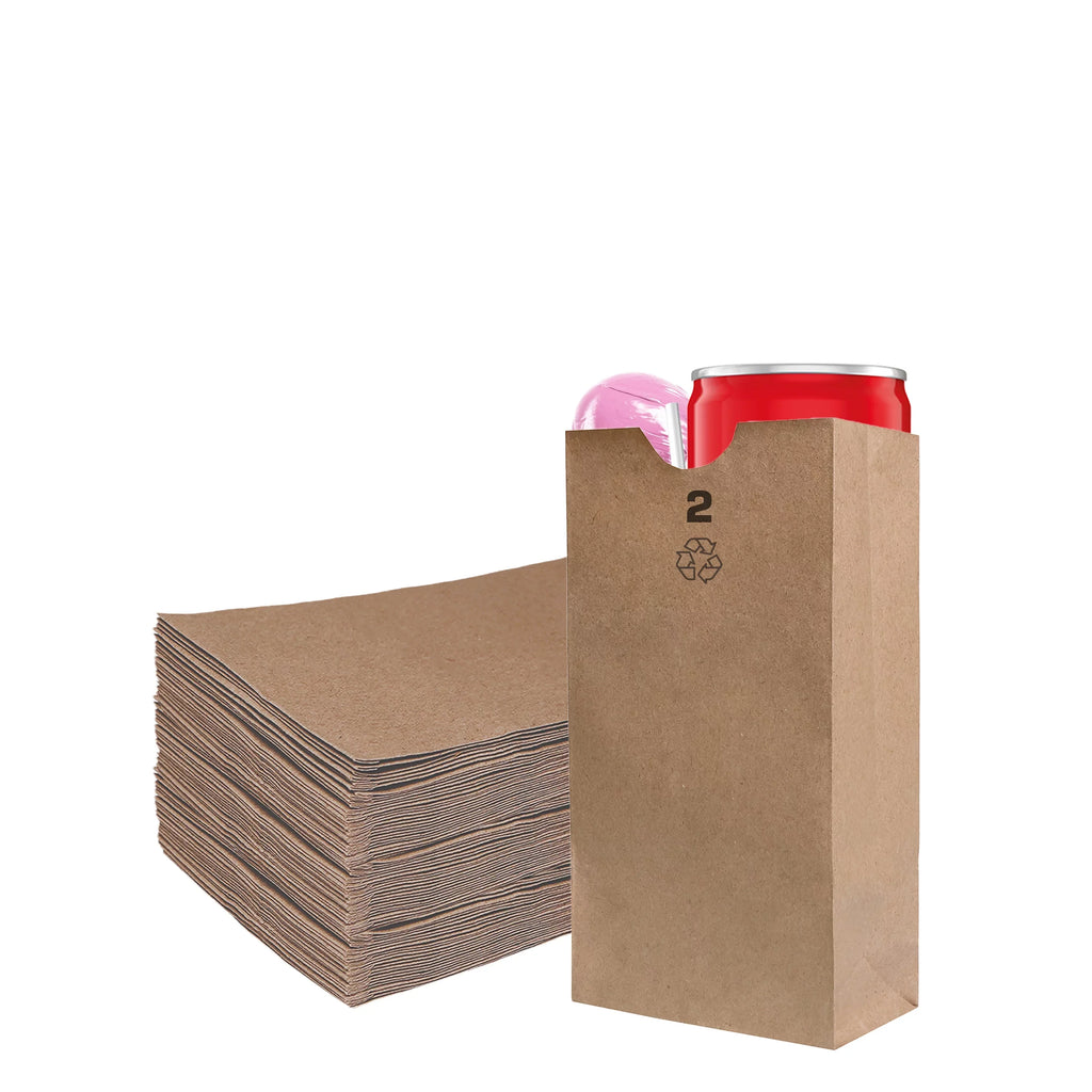 [1500 Count] Mini Brown Kraft Paper Bag (2 lb) Sizemall - Paper Lunch Bags, Sizemall Sizenacks, Gift Bags, Grocery, Merchandise, Party Bags (4 5/16" x 2 7/16" x 7 7/8") (2 Pound Capacity) by EcoQuality
