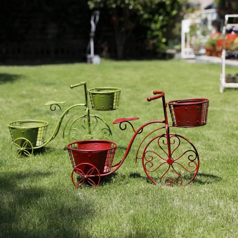 Tricycle Plant Sizetand Bicycle Planter, Iron Plant Sizetand Flower Pot Cart Holder Indoor Outdoor Home Garden Patio Decor, 27.5" x 9.8" x 18.5"