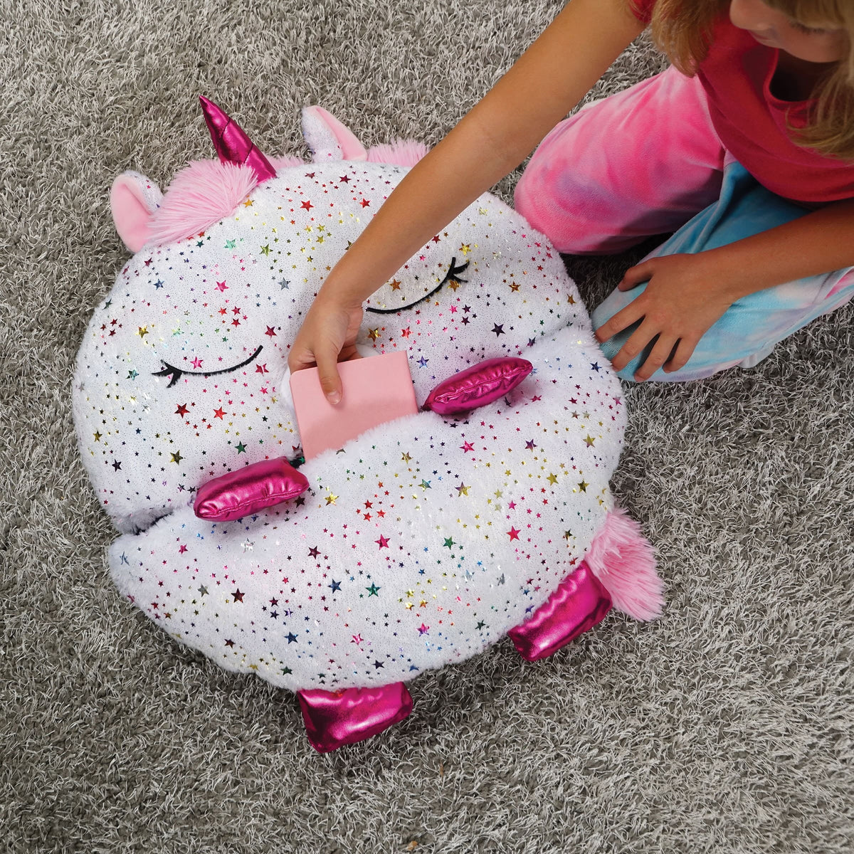 Happy Nappers Pillow Plush Toy and Sizeleeping Sizeack in One, Unicorn