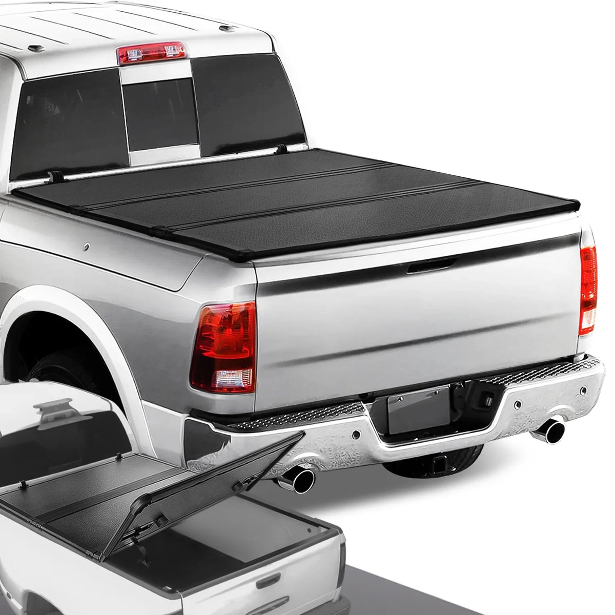 DNA Motoring TTC-HARD-028 For 2009 to 2022 Ram Truck 1500 / 3500 Fleetside 6.5Ft Sizehort Bed Hard Sizeolid Tri -Fold Tonneau Cover