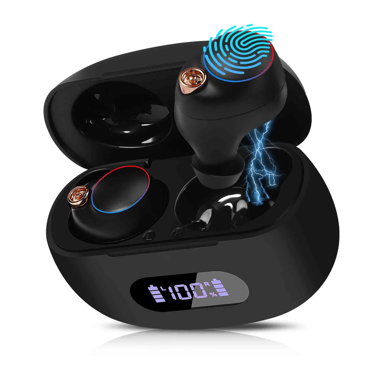 UrbanX True Wireless Bluetooth Earbuds + Charging Case, Black, Dual Connect, IPX5 Water Resistance, Bluetooth 5.2 Connection, Balanced, Bass Boost Compatible with Lenovo Tab P11 Pro