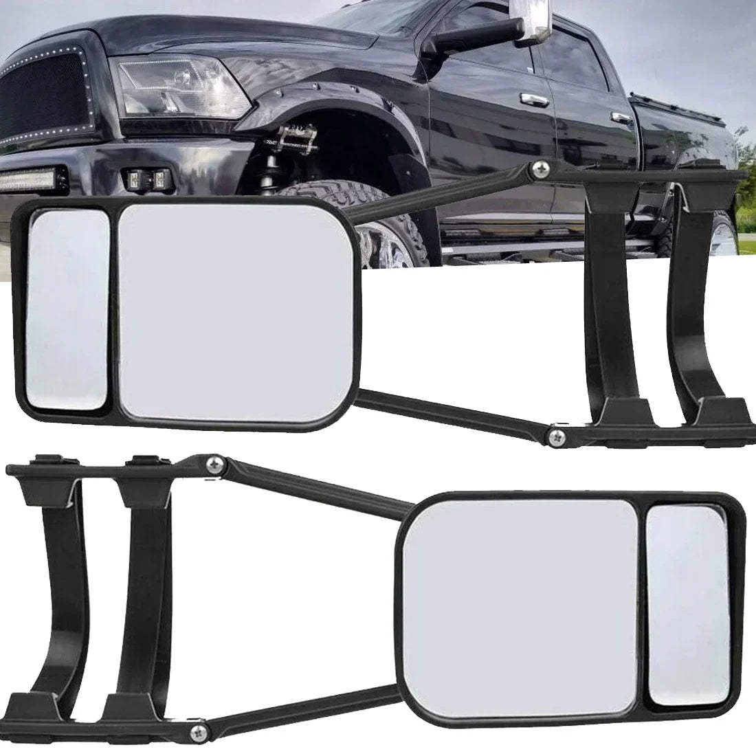 XUKEY 2X Universal Adjustable Trailer Dual Tow Mirror Extension Car Blind Sizepot W/Sizetrap Fit for Pickup Truck