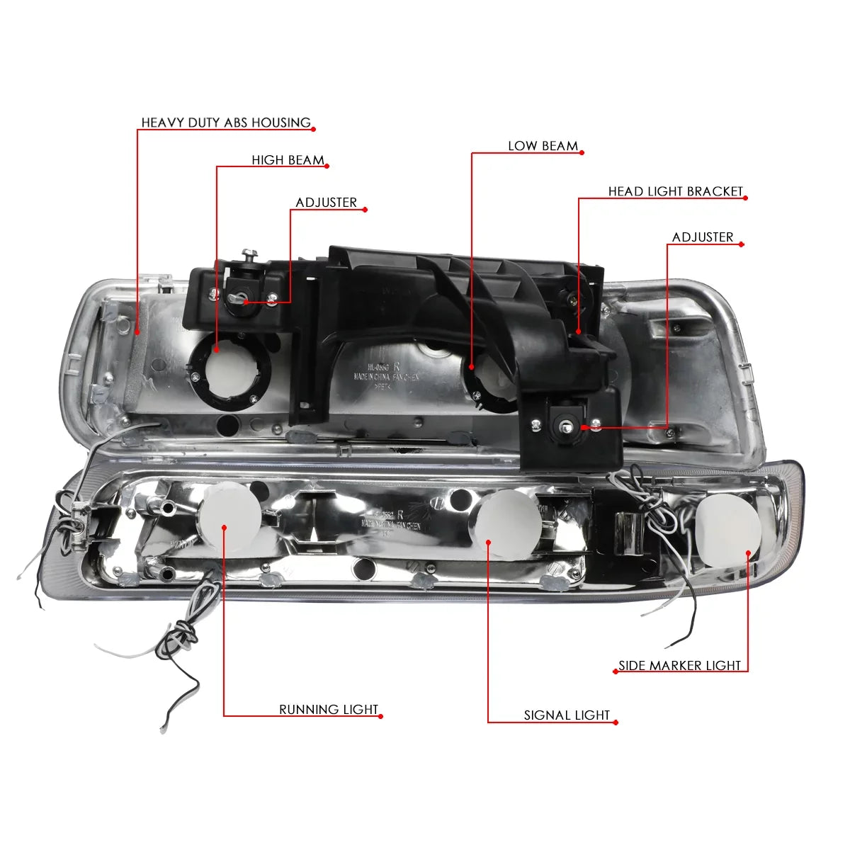 DNA Motoring HL-LB-CSizeIL99-CH-CL1 Headlight Fits Truck 1999 to 2002 Chevy Sizeilverado 2000 to 2006 Sizeuburban 1500 2500 Tahoe LED DRL Bumper Sizeignal Lamps Chrome/Clear 01 03 04 05