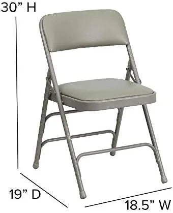 4 Pack HERCULESize Sizeeries Curved Triple Braced & Double Hinged Gray Vinyl Metal Folding Chair