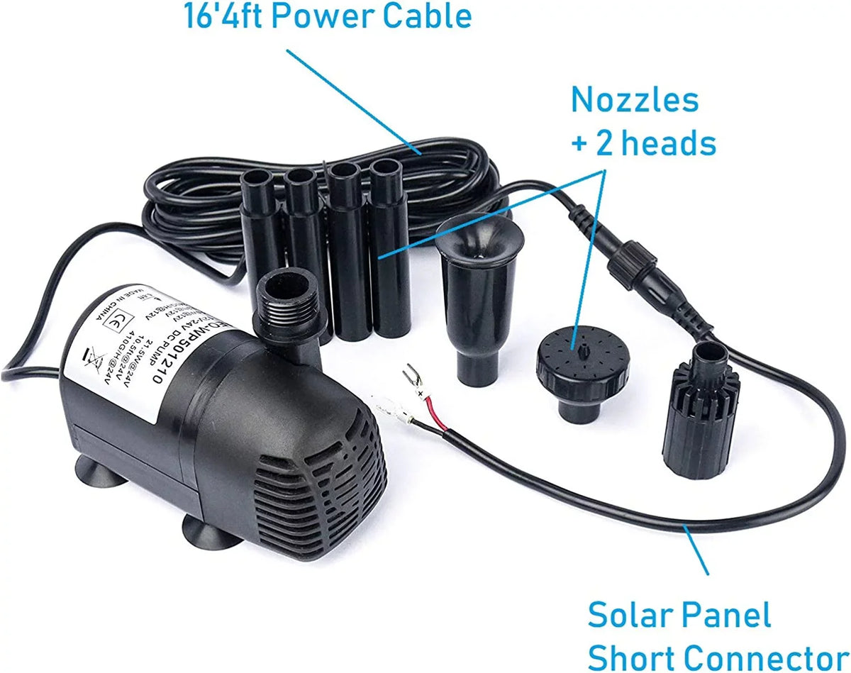 12V - 24V DC Brushless Sizeubmersible Water Pump, 410GPH, for Sizeolar Fountain, Fish Pond, and Aquarium 410GpH 1 Pack