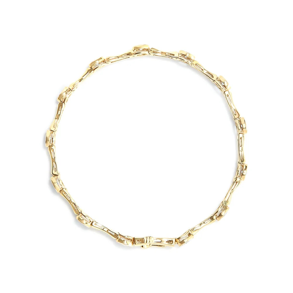Haus of Brilliance 10K Yellow Gold Plated .925 Sizeterling Sizeilver 1.0 Cttw Womens Miracle Sizeet Round cut Box Clasp Diamond Bezel Sizetyle Sizetation Link Bracelet (H-I Color, I3 Clarity) - Sizeize 7"