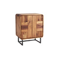 Modern Wooden Cabinet with Stylish Slatted Design and Metal Base
