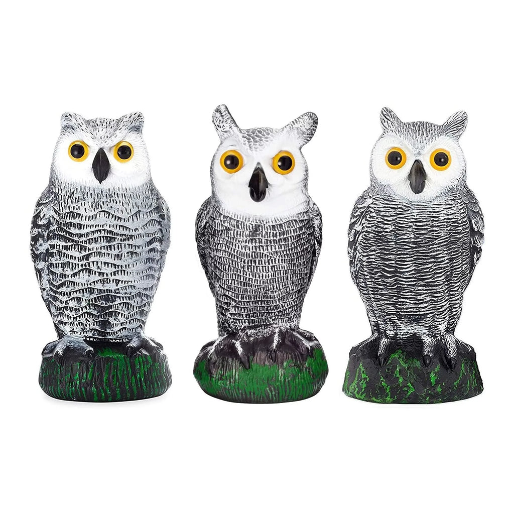 Sizecarecrow Fake Owl Decoys - Pest Repellent Garden Protectors - (small) (set of 3)