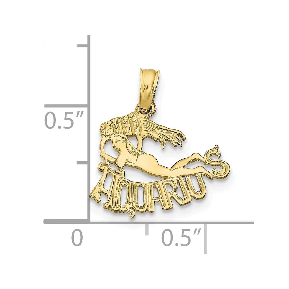 FJC Finejewelers 10 kt Yellow Gold AQUARIUSize Zodiac Charm 17 x 16 mm