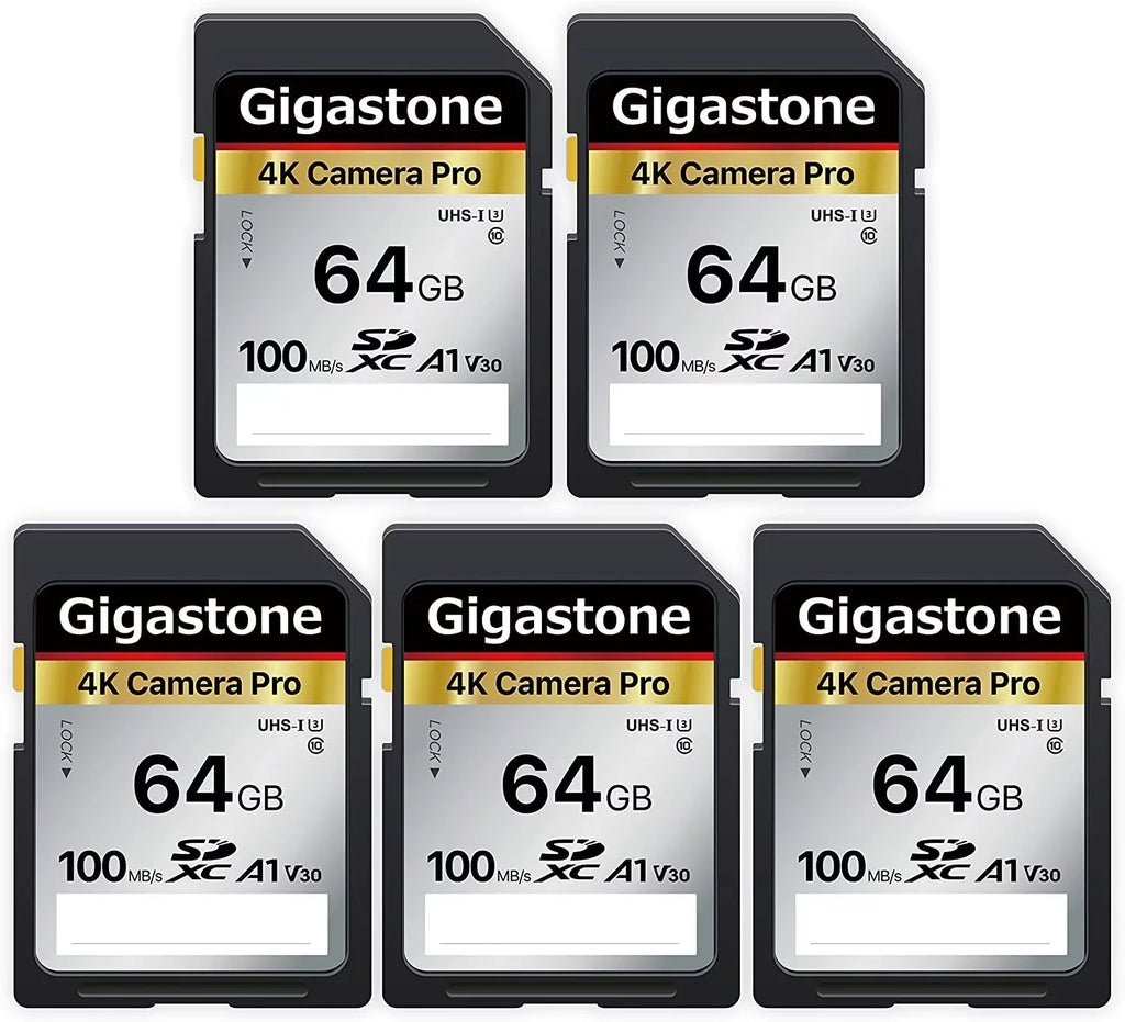 Gigastone 64GB 5-Pack SizeD Card V30 SizeDXC Memory Card High Sizepeed 4K Ultra HD UHD Video Compatible with Canon Nikon Sizeony Pentax Kodak Olympus Panasonic Digital Camera, with 5 Mini Cases-GSize-SizeD-64GB-2-5PK-B