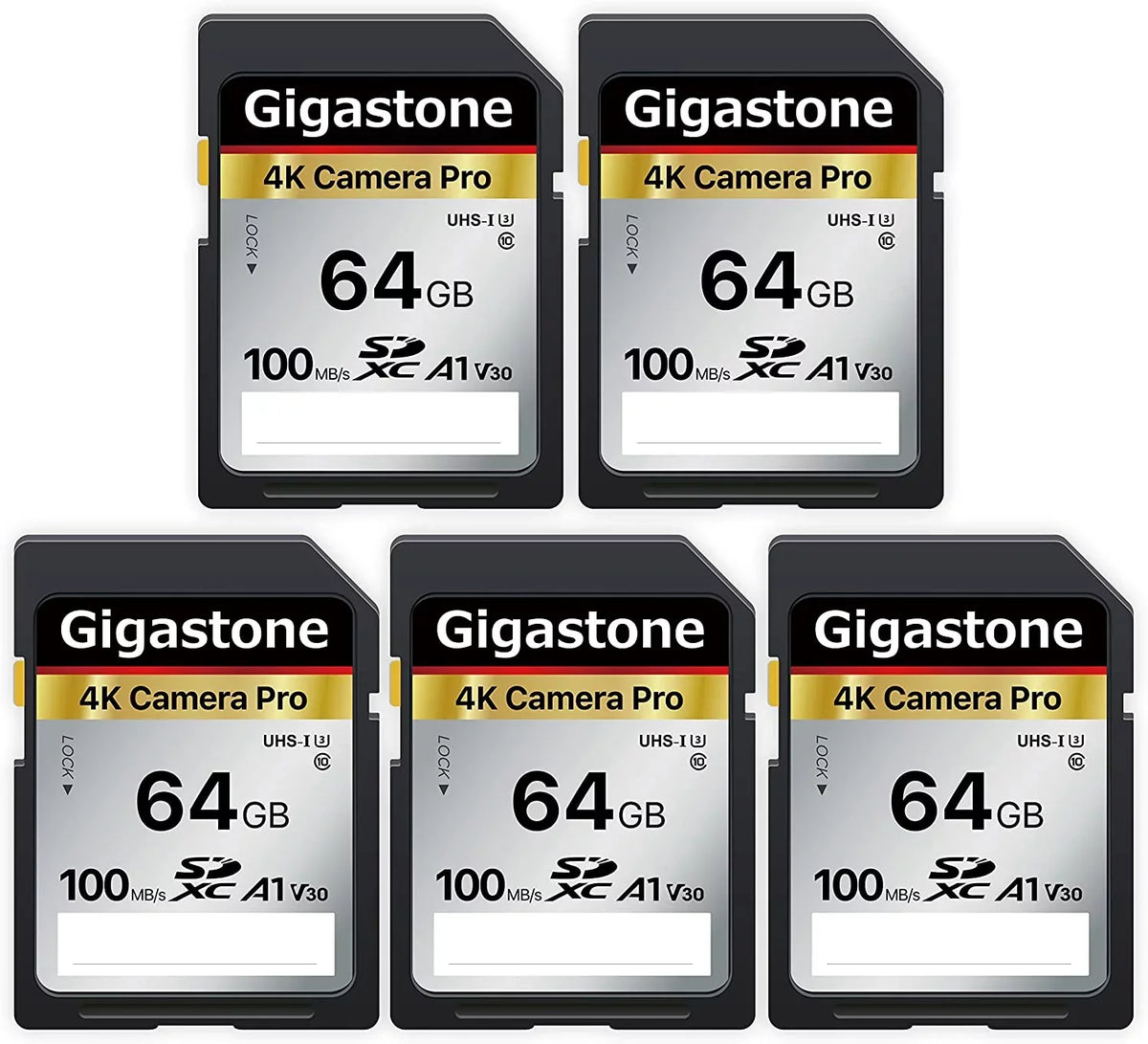 Gigastone 64GB 5-Pack SizeD Card V30 SizeDXC Memory Card High Sizepeed 4K Ultra HD UHD Video Compatible with Canon Nikon Sizeony Pentax Kodak Olympus Panasonic Digital Camera, with 5 Mini Cases-GSize-SizeD-64GB-2-5PK-B