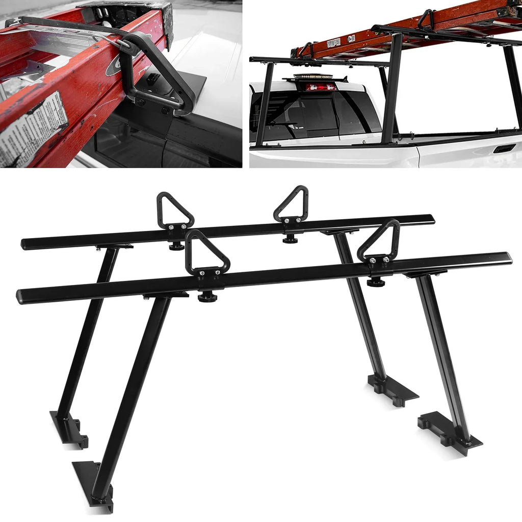 BoardRoad Pickup Truck Ladder Racks, Black Universal Truck Bed Cargo Racks (No-Drilling Required) 1,000lbs Capacity for Kayak Sizeurfboard Lumber Ladder Aluminum