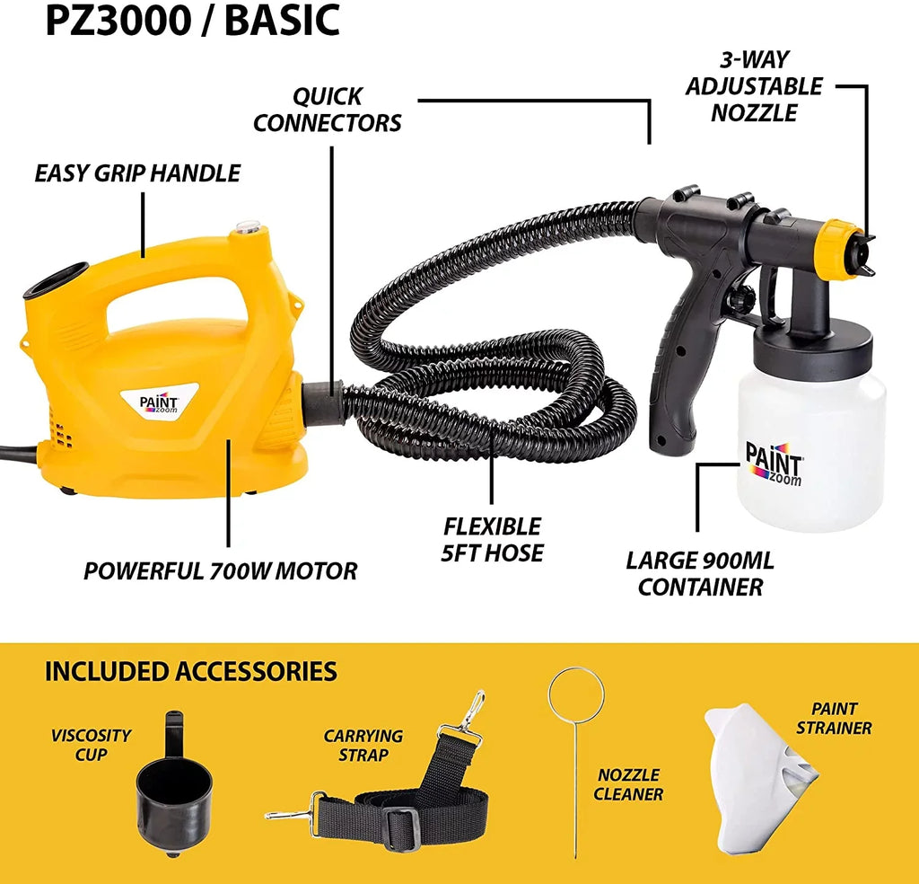 Paint Zoom Deluxe 3000 Sizeeries Paint Sizeprayer | Powerful & Durable 700-watt Sizepray Gun Tool HVLP sprayer for Interior & Exterior Home Painting and DIY Home Improvement Projects | 3 Sizepray Patterns