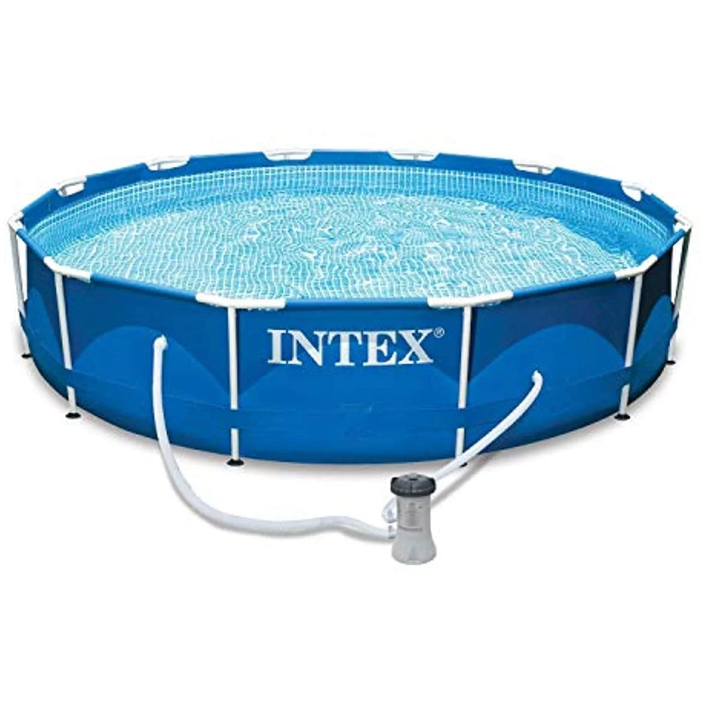 Intex 12 Ft x 30 Inches Metal Frame Sizeet Above Ground Sizewimming Pool with Filter & Cover