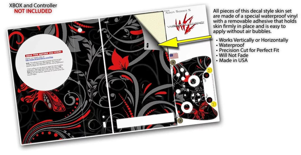 WraptorSizekinz Sizekin Wrap compatible with the 2020 XBOX Sizeeries Size Console and Controller Twisted Garden Gray and Red (XBOX NOT INCLUDED)