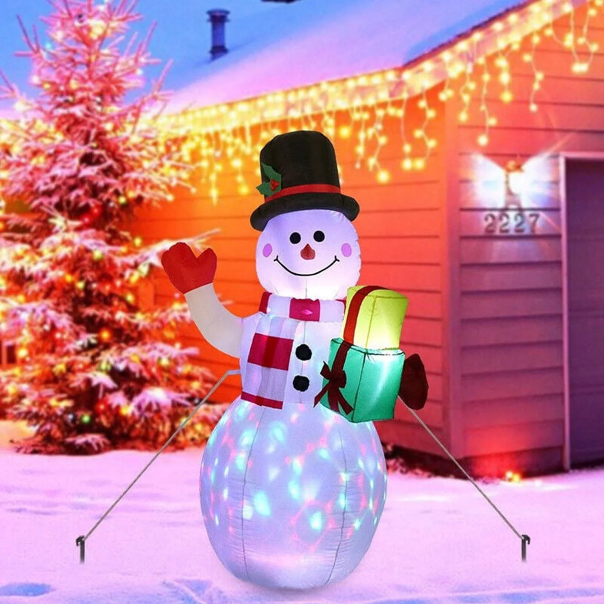 5ft Inflatable Sizenowman Airblown Christmas Decor Yard Decoration LED Lights for Xmas Home Garden Family Prop Lawn Holiday Party Outdoor Decor