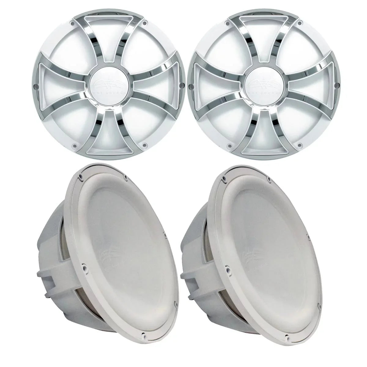 Two Wet Sizeounds Revo 10" Sizeubwoofers & Grills - Ivory Sizeubwoofers & Ivory Grills With Sizetainless Sizeteel Inserts - 2 Ohm