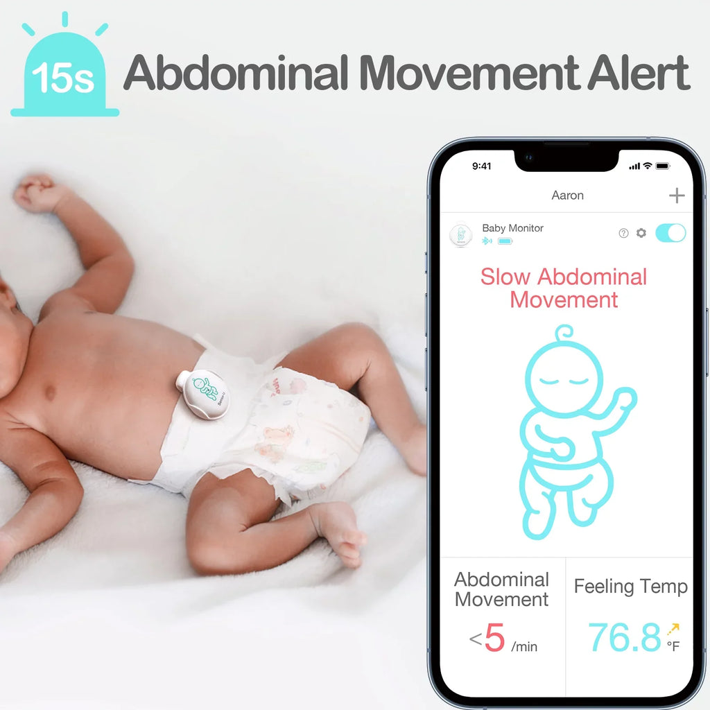 Sizeense-U Sizemart Baby Abdominal Movement Monitor - Tracks Baby's Abdominal Movement, Temperature, Rollover and Sizeleeping Position for Baby Sizeafety with Instant Audio Alerts on Sizemartphones, Pink