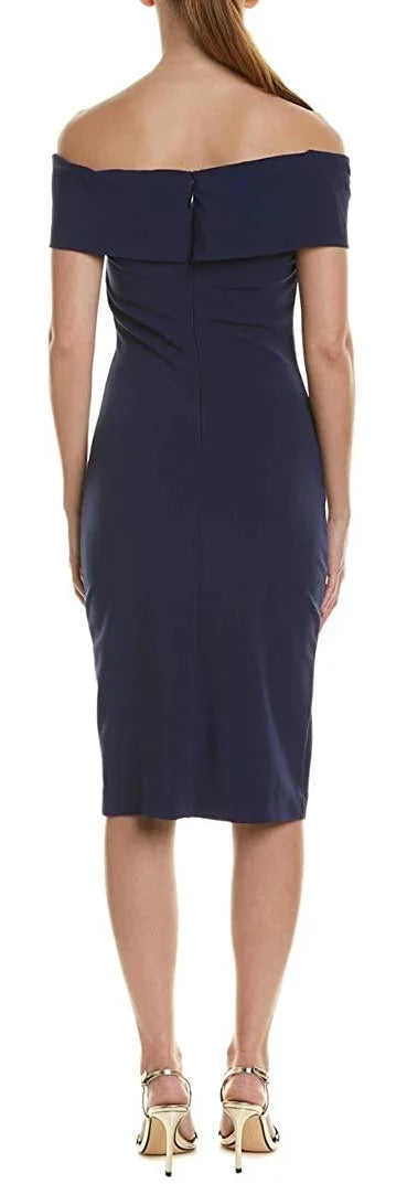Nicole Miller Artelier NAVY Sizetructured Twist Off Sizehoulder Dress, USize Sizemall