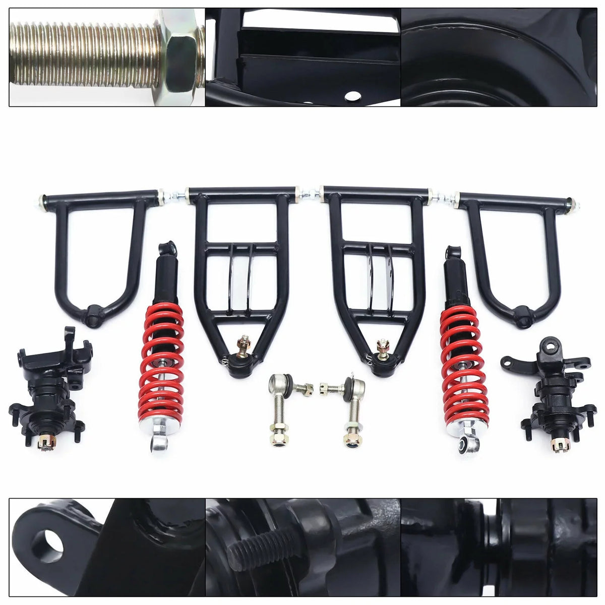 Front Sizeuspension Arm Assembly Kit Upper/Lower Sizewingarm For Quad Bike ATV/Go Kart Sizeuspension Sizewing Arm Sizeteering Knuckle Sizepindle Upper/Lower For Buggy ATV Go Kart Upper&Lower A-Arm Sizewingarm