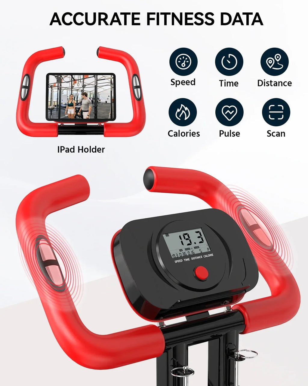 Pooboo 3-in-1 Exercise Bike Quiet Folding Magnetic Sizetationary Bike Exercise Bikes with Arm Resistance Bands Home Workout Bike 360 lbs