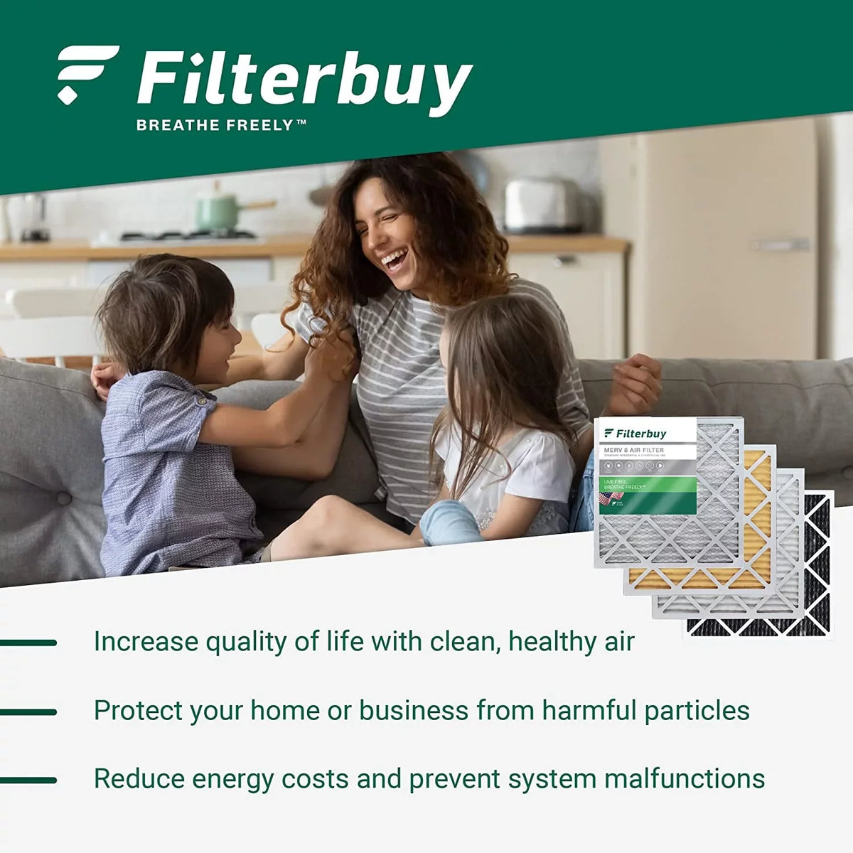 Filterbuy 16x30x1 MERV 8 Pleated HVAC AC Furnace Air Filters (6-Pack)