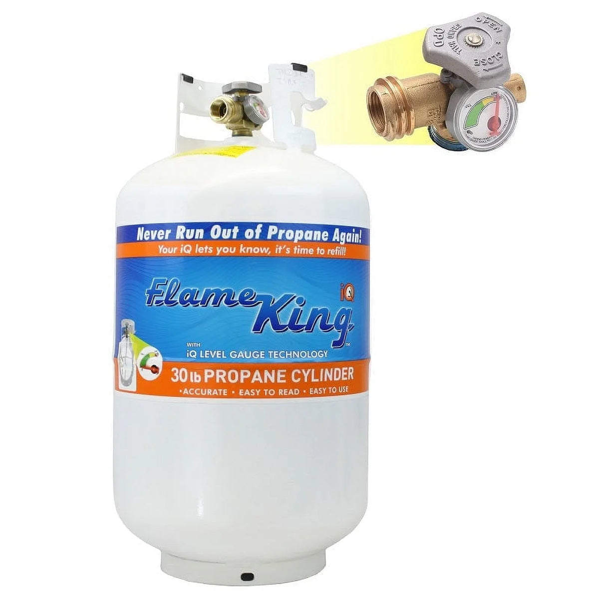 Flame King YSizeN330 30LB Sizeteel Propane Tank Cylinder with Gauge and OPD Valve for Grills and BBQs, Camping, Fishing, & Outdoor Activities, Ivory