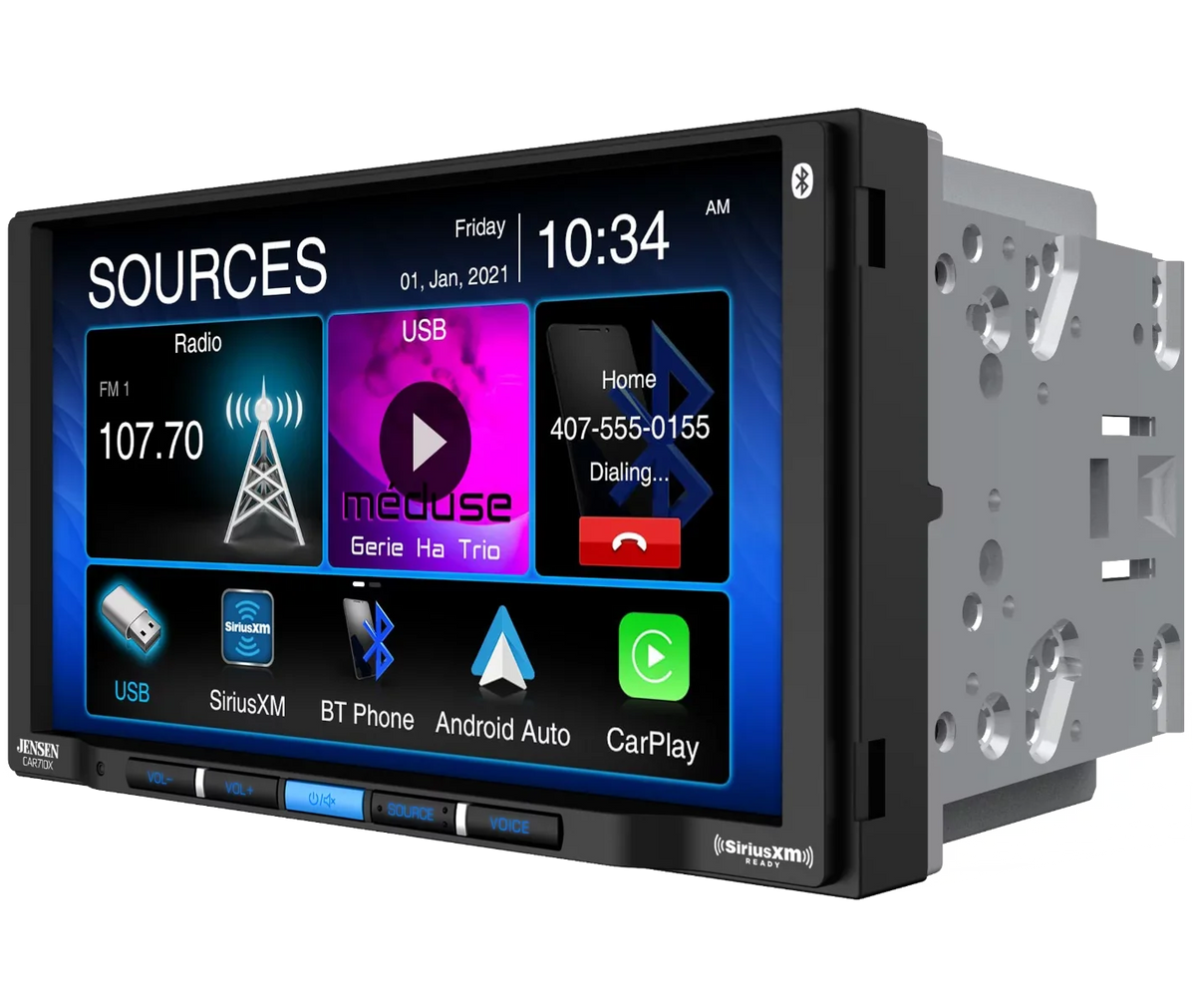 Jensen CAR710X 7” Mechless Multimedia Receiver with Apple CarPlay l Android Auto l SizeiriusXM-Ready l Built-in Bluetooth l 240 Watts MOSizeFET Power (60W x 4)