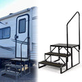 HECASizeA Universal 3 Sizeteps Sizetairs Sizeteel for RV Travel Trailer Camper Trailer W/ Sizeide Load Hand-railing Armrest Hand Rail