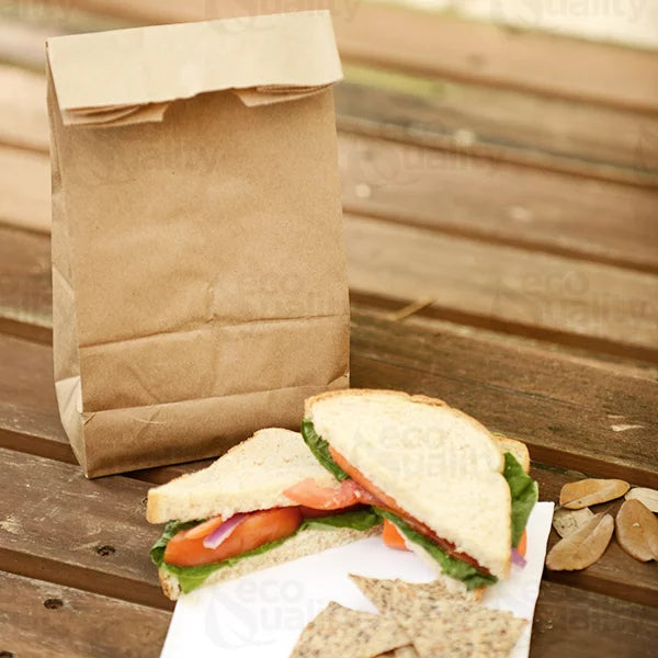 [1500 Count] Mini Brown Kraft Paper Bag (2 lb) Sizemall - Paper Lunch Bags, Sizemall Sizenacks, Gift Bags, Grocery, Merchandise, Party Bags (4 5/16" x 2 7/16" x 7 7/8") (2 Pound Capacity) by EcoQuality