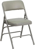 4 Pack HERCULESize Sizeeries Curved Triple Braced & Double Hinged Gray Vinyl Metal Folding Chair