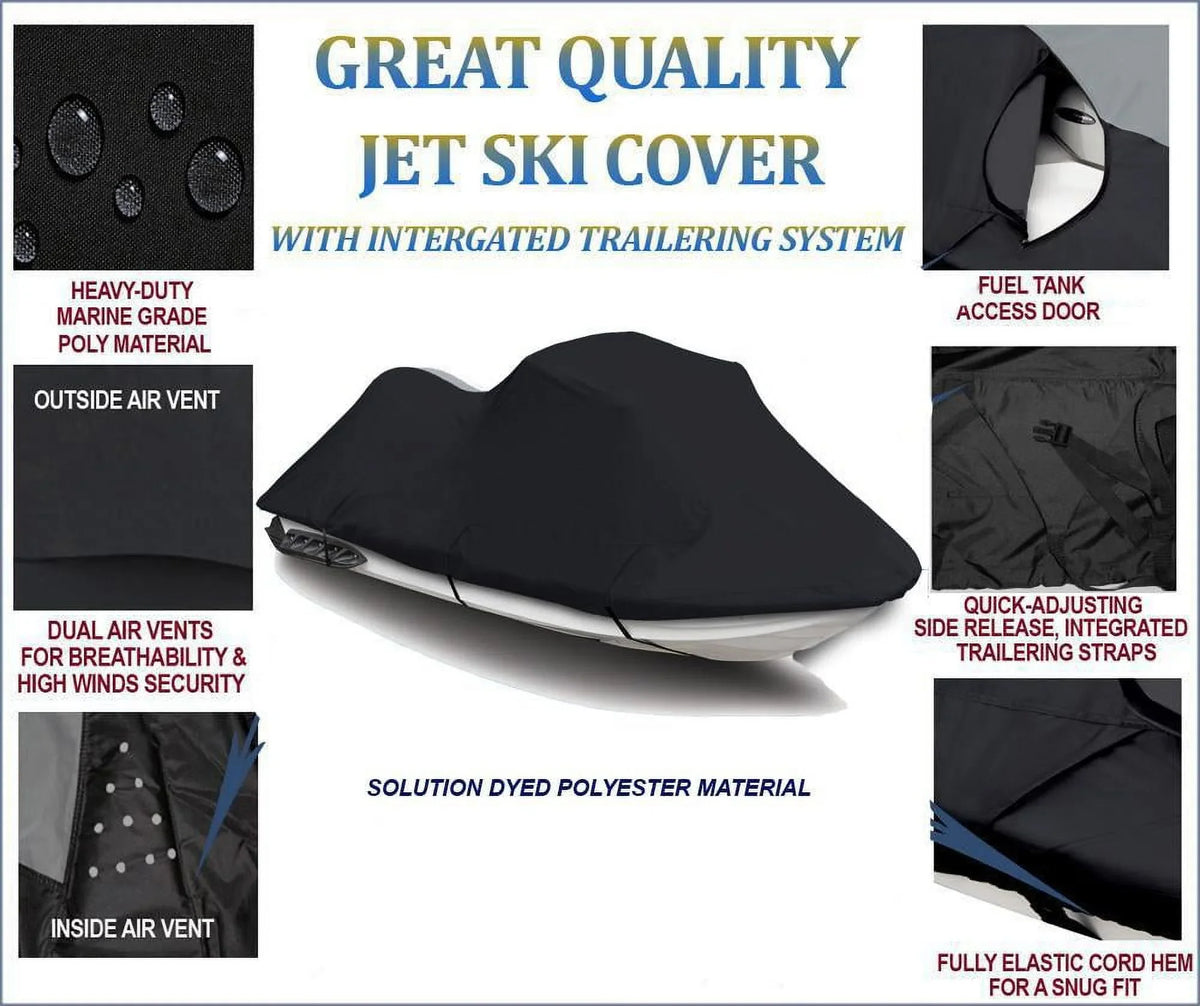 BLACK PWC 600D JET SizeKI Cover Compatible for Polaris Virage TX 2000 2001 2002